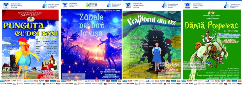 Patru spectacole pentru copii, în luna martie, pe scena universității sucevene