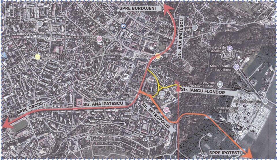Amplasamentul complexului rezidențial în curs de autorizare la baza Parcului Șipote, pe strada Iancu Flondor