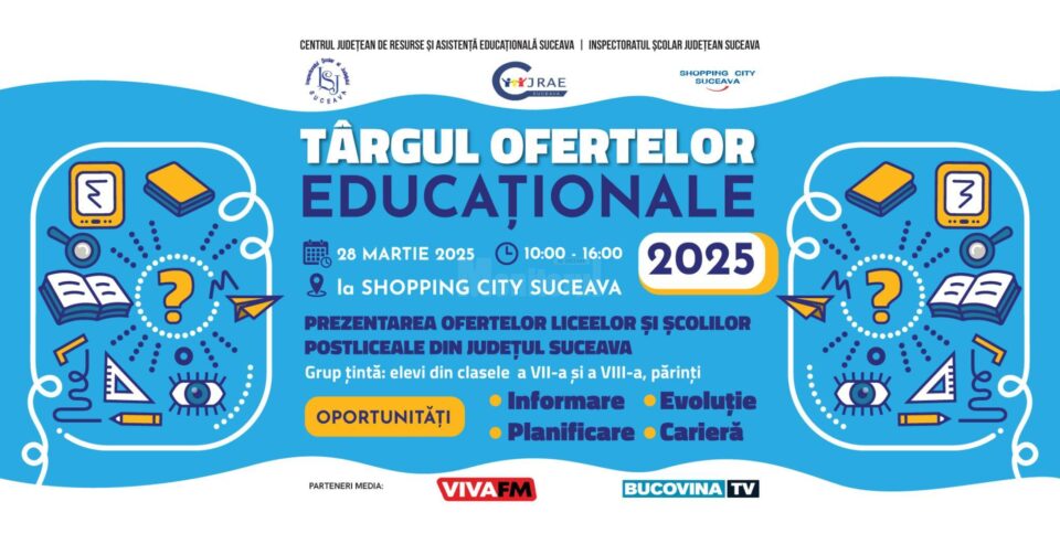 Târgul liceelor, pentru elevii de-a VII-a și a VIII-a, vineri, la Shopping City