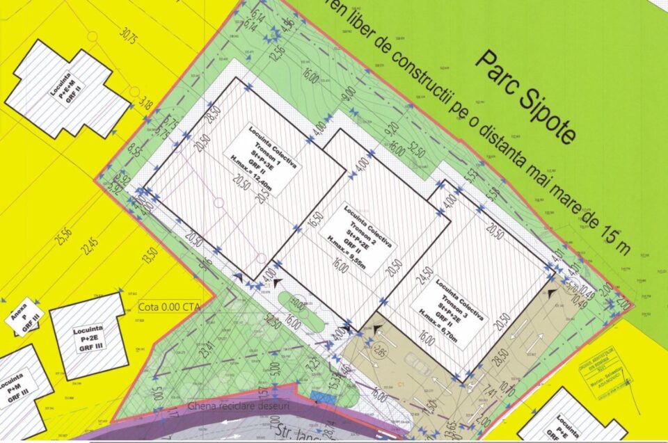 Complexul rezidențial în curs de autorizare la baza Parcului Șipote, pe strada Iancu Flondor