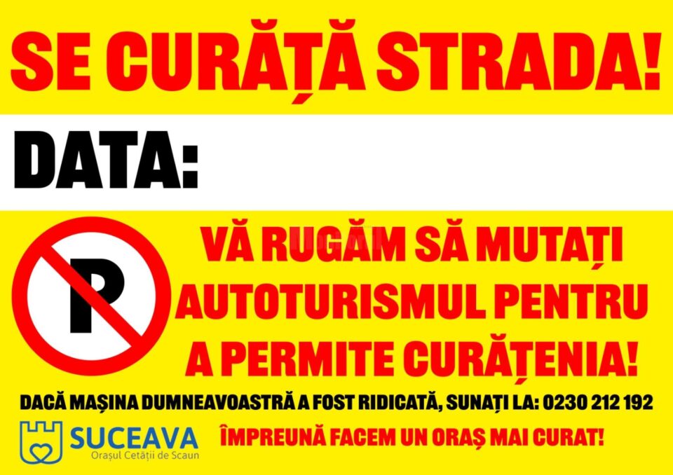 Se pregătesc indicatoare temporare care se vor amplasa cu 48 de ore înainte pe străzile pe care se va interveni