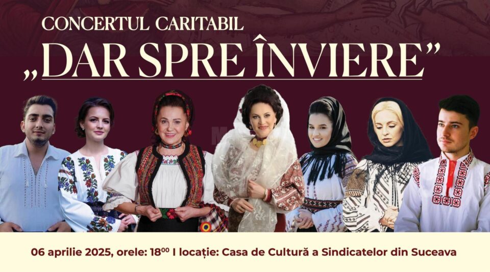 Concert caritabil de pricesne și cântări religioase, duminică, la Casa de Cultură a Sindicatelor Suceava