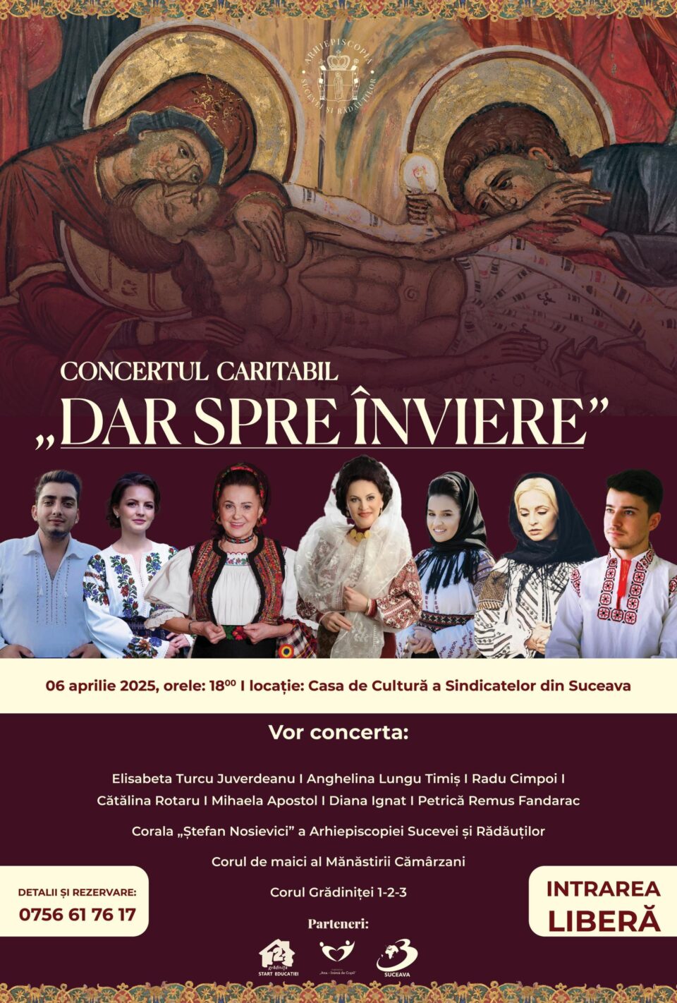 Concert caritabil de pricesne și cântări religioase, duminică, la Casa de Cultură a Sindicatelor Suceava