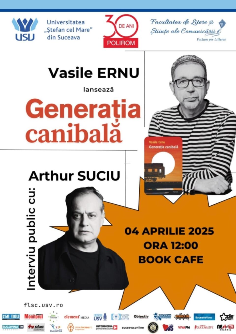 Scriitorul Vasile Ernu revine la Suceava pentru lansarea cărții „Generația canibală”