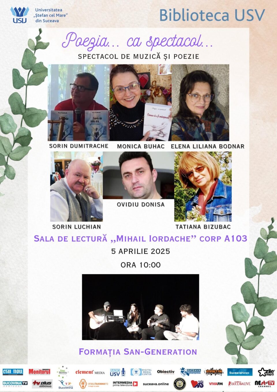 Întâlnire cu muzica și poezia, în cadrul unui eveniment organizat de Biblioteca USV