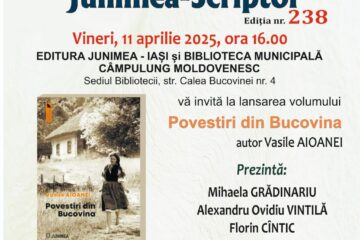 Volumul „Amintiri din Bucovina”, de Vasile Aioanei, va fi lansat la Câmpulung Moldovenesc