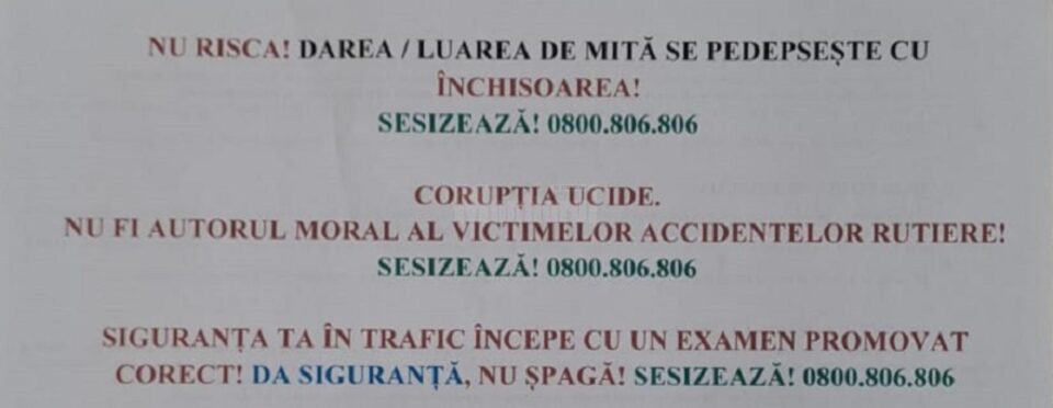 Cursanții școlilor de șoferi vor semna că au fost instruiți să nu dea șpagă pentru permis