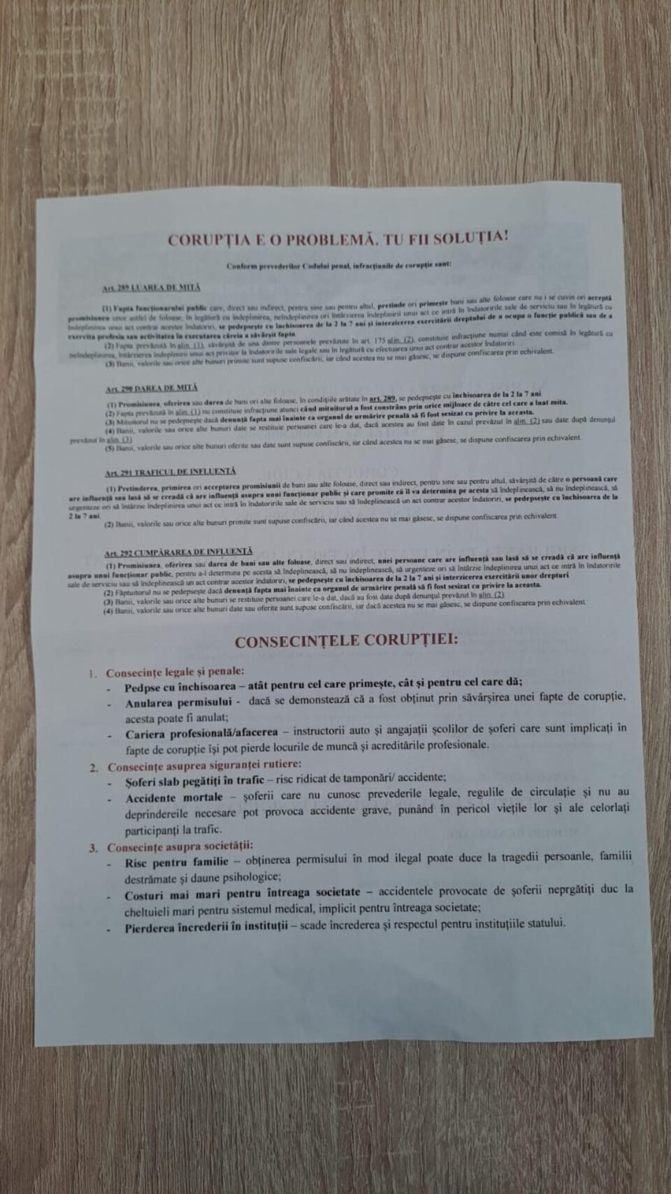 Cursanții școlilor de șoferi vor semna că au fost instruiți să nu dea șpagă pentru permis