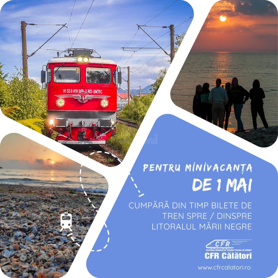 Trenul Suceava - Mangalia va circula mai bine de o săptămână, în perioada vacanței de 1 Mai