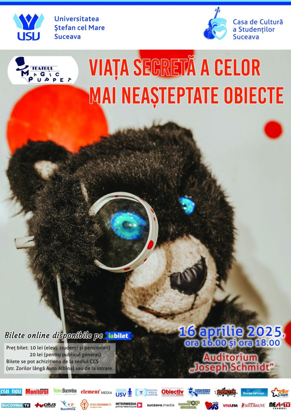Spectacol pentru copii „Viața secretă a celor mai neașteptate obiecte”, la Universitate Spectacol pentru copii „Viața secretă a celor mai neașteptate obiecte”, la Universitate