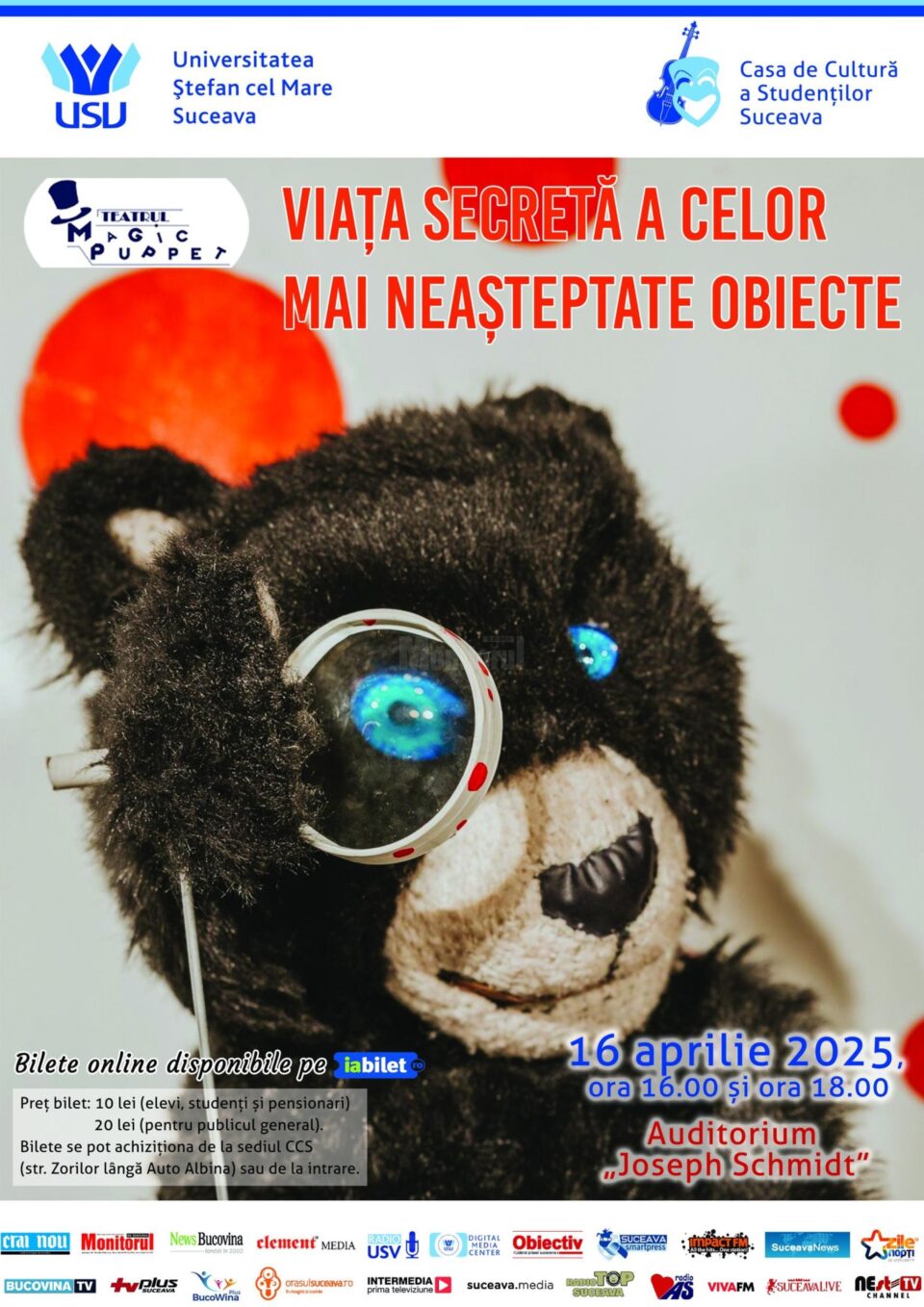 Spectacol pentru copii „Viața secretă a celor mai neașteptate obiecte”, la Universitate Spectacol pentru copii „Viața secretă a celor mai neașteptate obiecte”, la Universitate