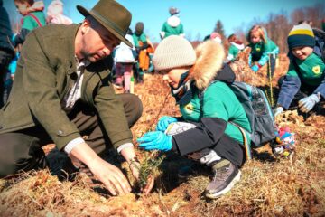 Silvicultorii suceveni și elevii au plantat puieți forestieri de brad, larice, paltin de munte și frasin