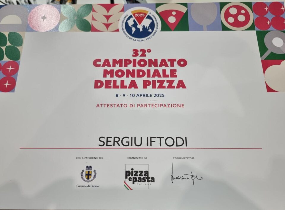 Sergiu Iftodi, participant la a 32-a ediție a Campionatului Mondial de Pizza, desfășurat la Parma, în inima Italiei