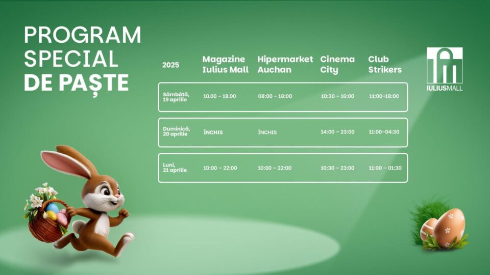 Iulius Mall Suceava va avea un program special de Paște