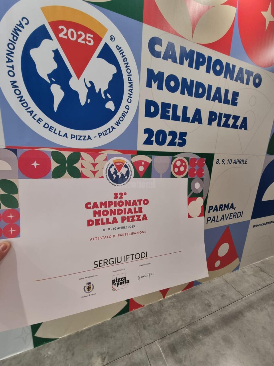 Sergiu Iftodi, participant la a 32-a ediție a Campionatului Mondial de Pizza, desfășurat la Parma, în inima Italiei