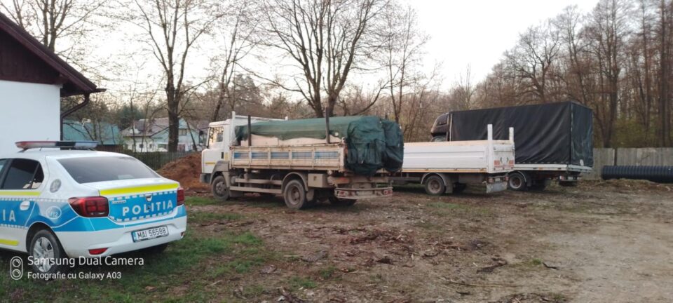 Mașină care transporta material lemnos, indisponibilizată