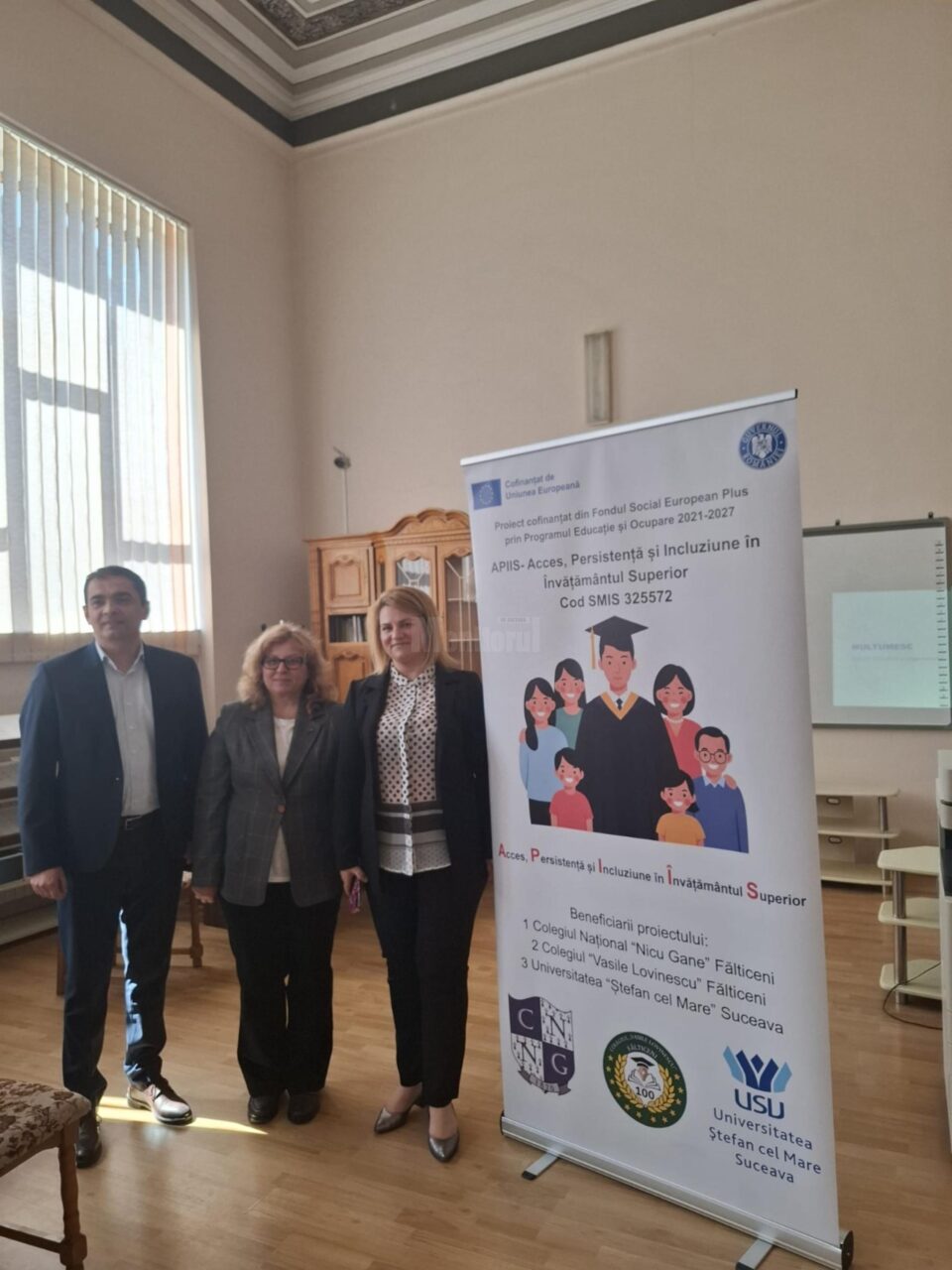Reprezentanții Colegiul Național „Nicu Gane” Fălticeni, Colegiului „Vasile Lovinescu” Fălticeni și Universității „Ștefan cel Mare” Suceava