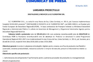 LANSAREA PROIECTULUI DIGITALIZARE ȘI INOVAȚIE LA SC FLORENTINII SRL
