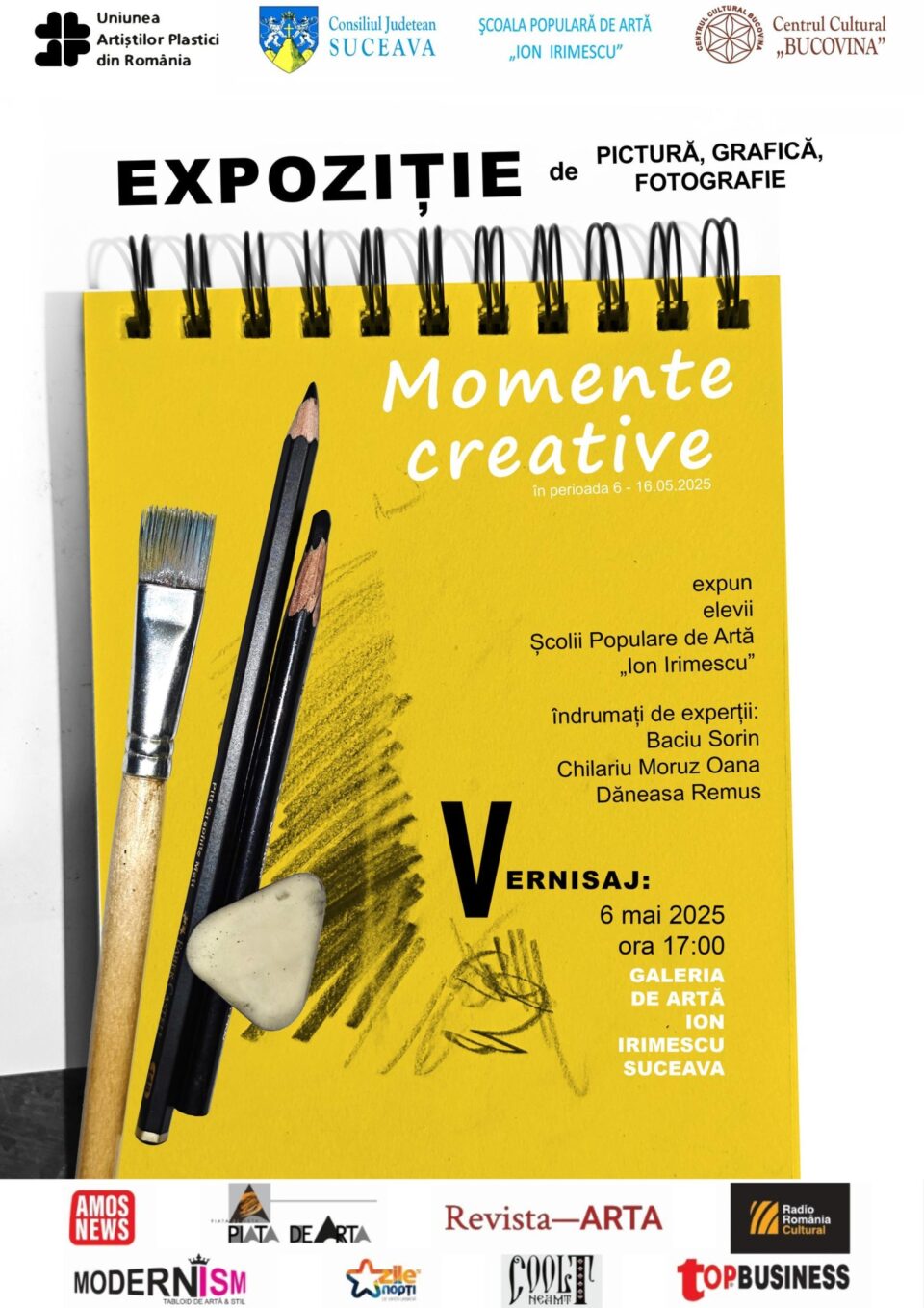 „Momente creative”, expoziție de pictură, grafică, fotografie, la Galeria de Artă „Ion Irimescu” Suceava