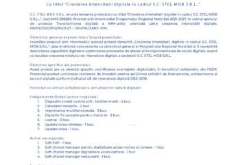LANSAREA PROIECTULUI cu titlul “Cresterea intensitatii digitale in cadrul S.C. STEL MOB S.R.L..”