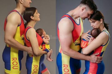 Ședință foto memorabilă cu primul copil al olimpicilor canotori, Ionela și Marius Cozmiuc