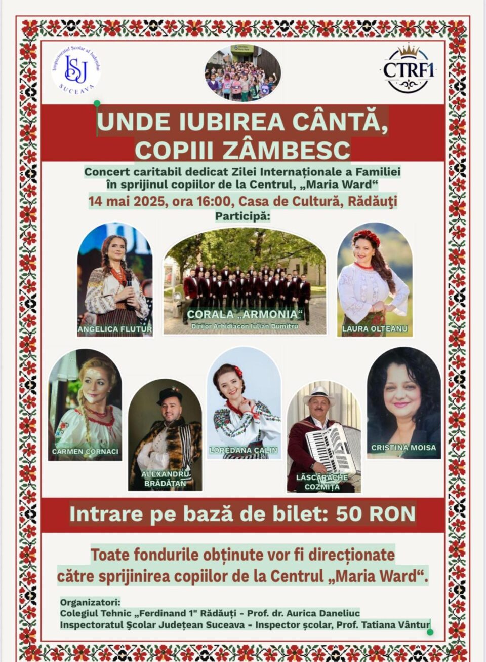„Unde iubirea cântă, copiii zâmbesc”, concert caritabil la Casa de Cultură Rădăuți „Unde iubirea cântă, copiii zâmbesc”, concert caritabil la Casa de Cultură Rădăuți