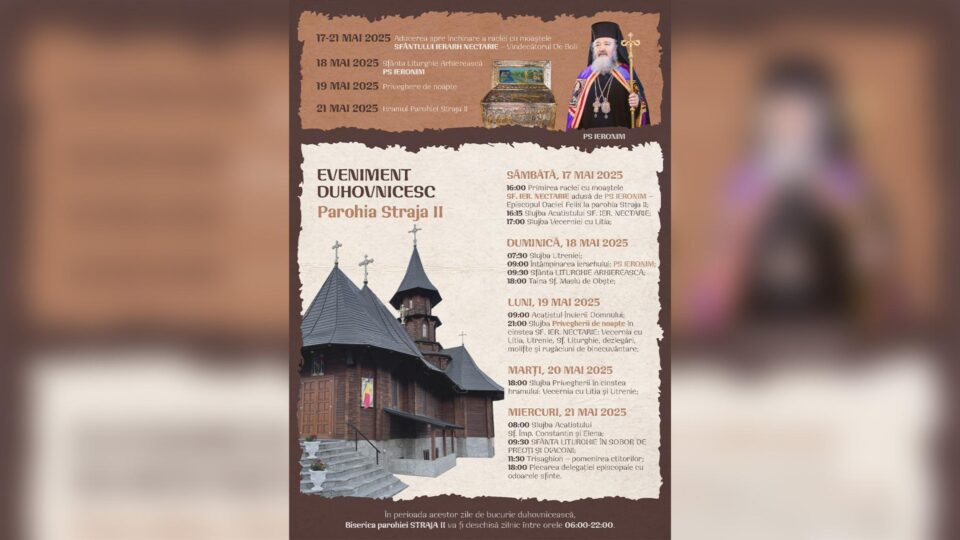 Un fragment din moaștele Sf. Ierarh Nectarie va ajunge la Biserica parohială Straja II Un fragment din moaștele Sf. Ierarh Nectarie va ajunge la Biserica parohială Straja II