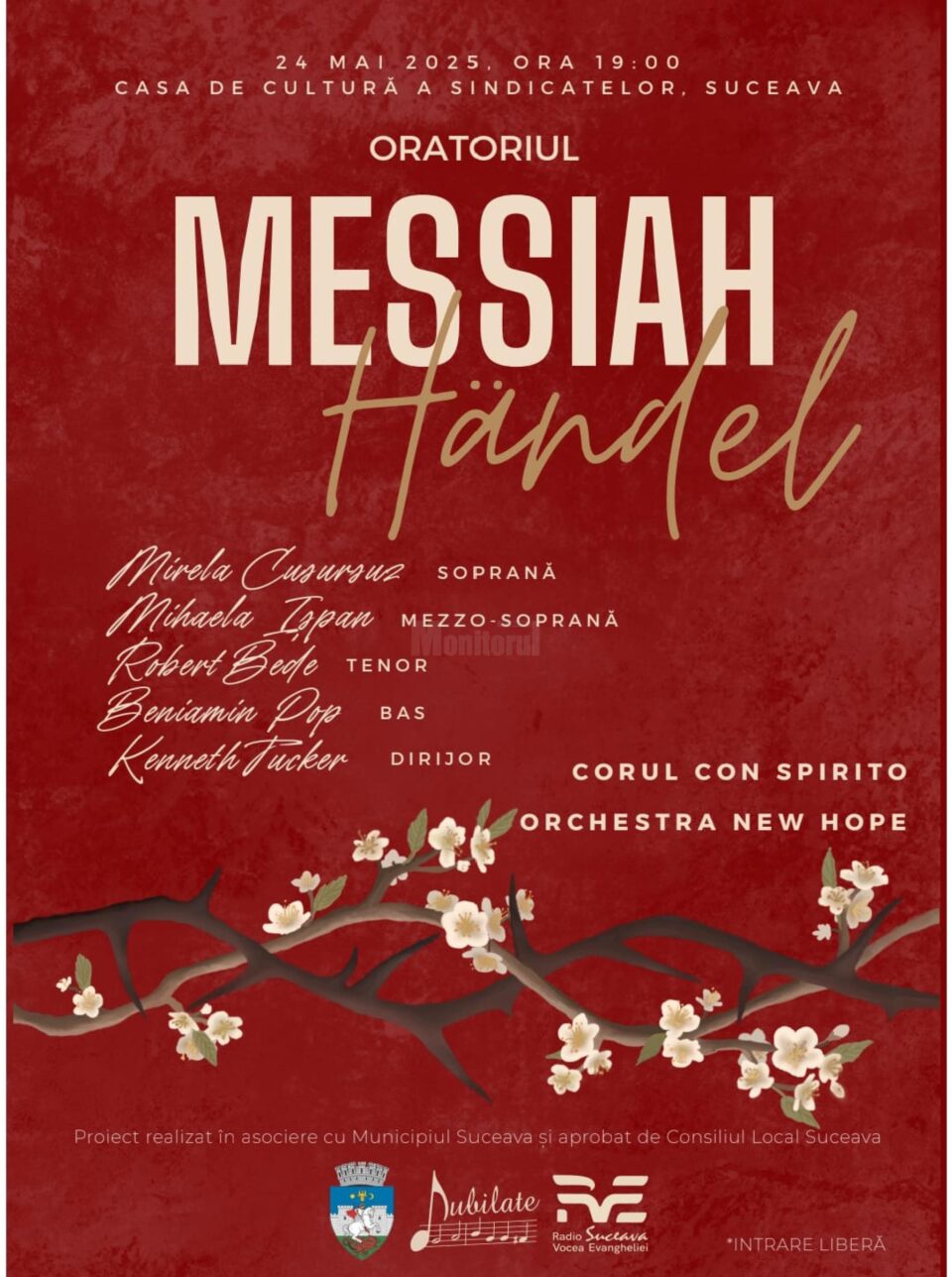 Monumentalul Oratoriu Messiah, compus de Händel, se va auzi și la Suceava, Sâmbătă 24 Mai ora 19 Monumentalul Oratoriu Messiah, compus de Händel, se va auzi și la Suceava, Sâmbătă 24 Mai ora 19