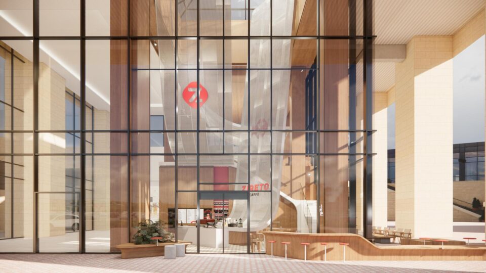 Conceptul arhitectural al viitoarei cafenele din Iulius Mall Suceava exploatează la maximum spațiul vitrat și lumina naturală, fiind dezvoltat în Hong Kong de o casă de arhitectură