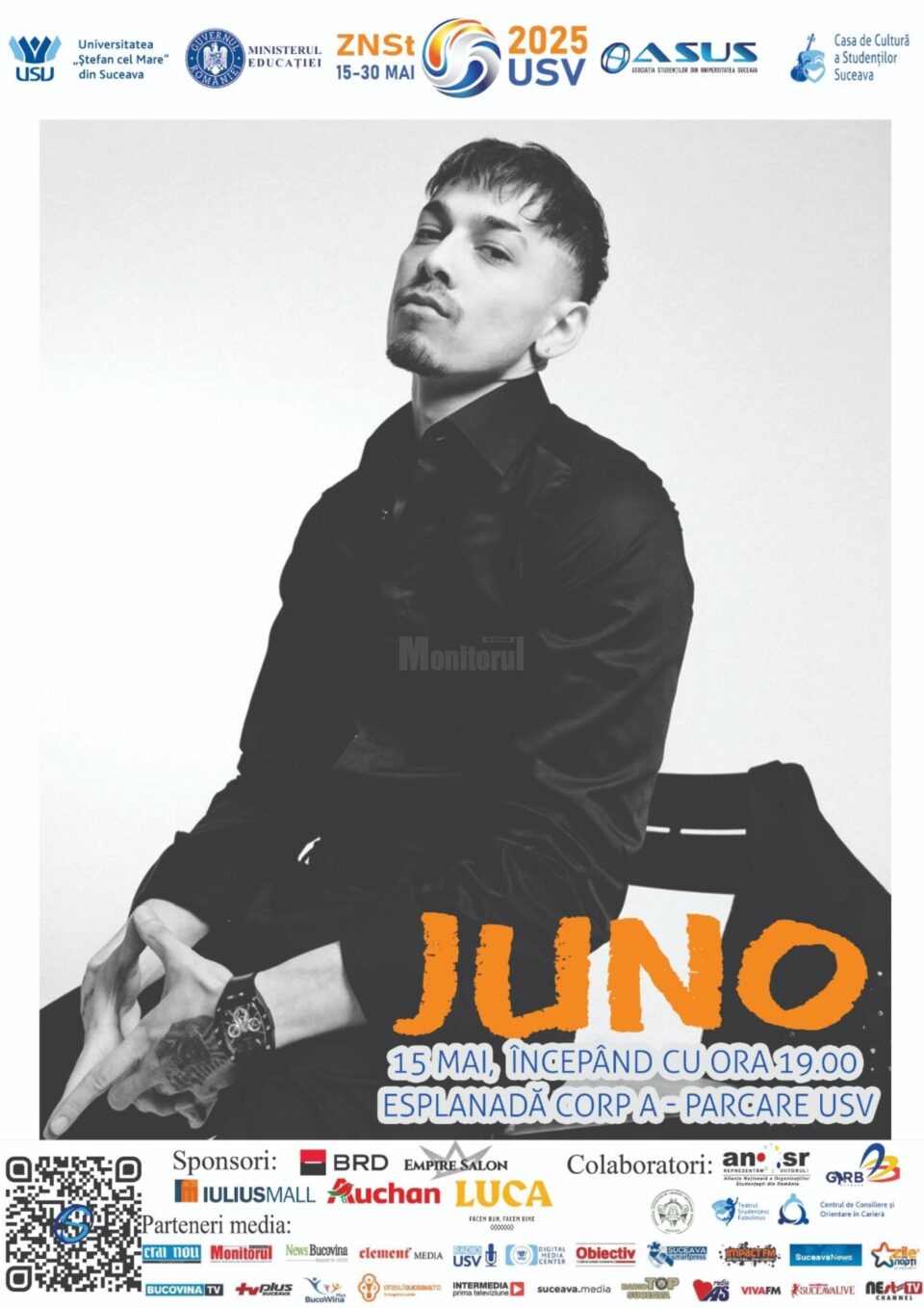 Festivalul începe astăzi, 15 mai, cu un concert extraordinar susținut de Juno, cu începere de la ora 20:00, pe esplanada din fața corpului A Festivalul începe astăzi, 15 mai, cu un concert extraordinar susținut de Juno, cu începere de la ora 20:00, pe esplanada din fața corpului A
