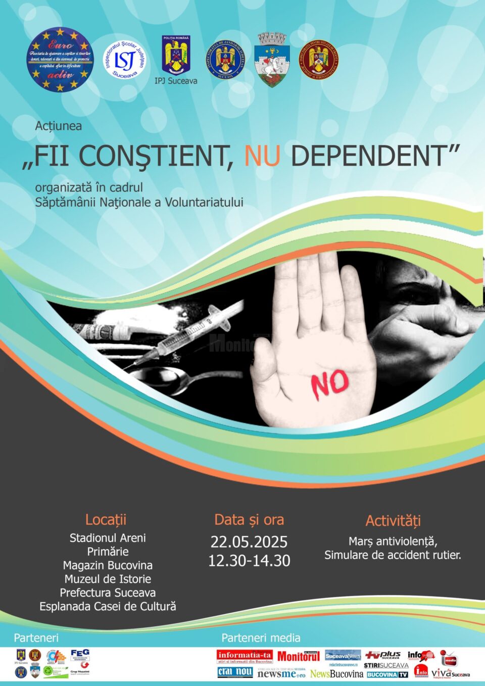 Marșul „Antiviolență, antidrog, antitutun și de prevenire a accidentelor rutiere”, astăzi, în municipiul Suceava Marșul „Antiviolență, antidrog, antitutun și de prevenire a accidentelor rutiere”, astăzi, în municipiul Suceava