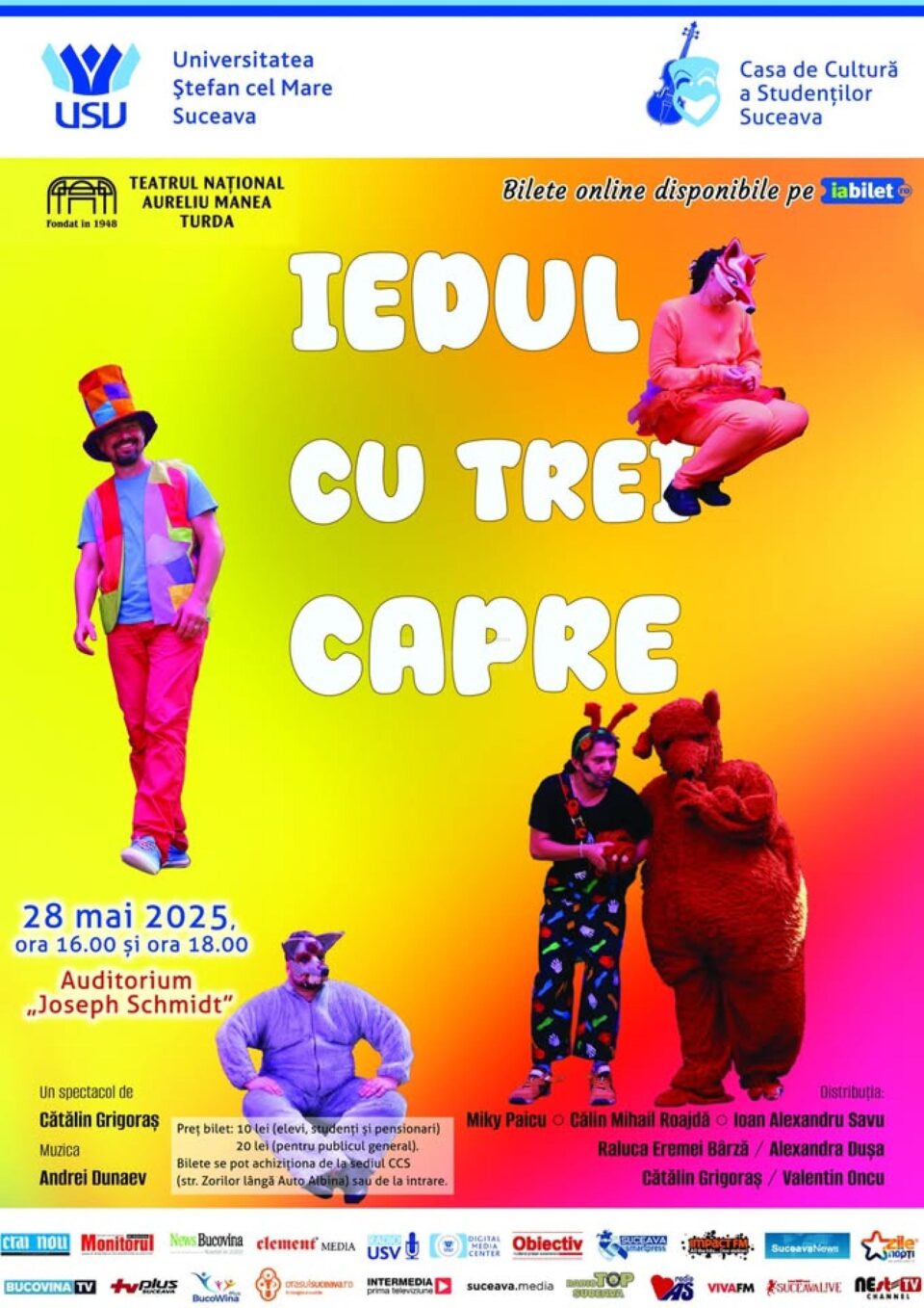 „Iedul cu trei capre”, spectacol pentru copii, miercuri, pe scena Universității