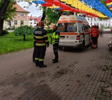 O mașină scăpată de sub control s-a oprit într-un copac din Parcul Central Rădăuți
