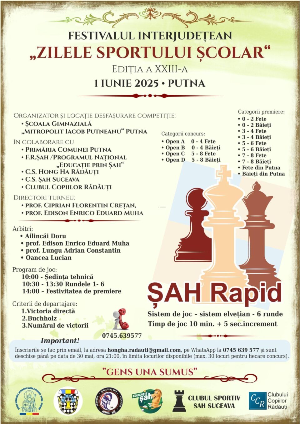Festivalul interjudețean „Zilele Sportului Școlar”, ediția XXII, în prima zi din iunie, la Putna Festivalul interjudețean „Zilele Sportului Școlar”, ediția XXII, în prima zi din iunie, la Putna