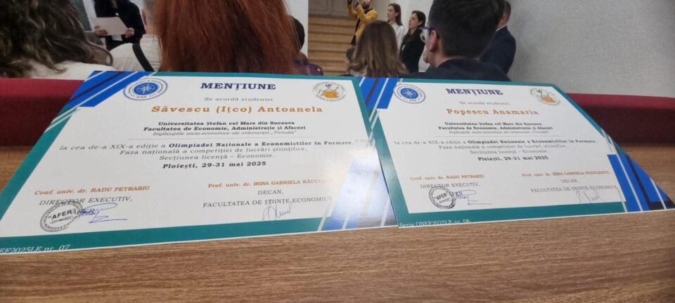 Studente ale Facultății de Economie, Administrație și Afaceri, premiate la Olimpiada Economiștilor în Formare