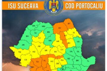 Cod Portocaliu de furtuni, vineri, între orele 12.00 și 23.00