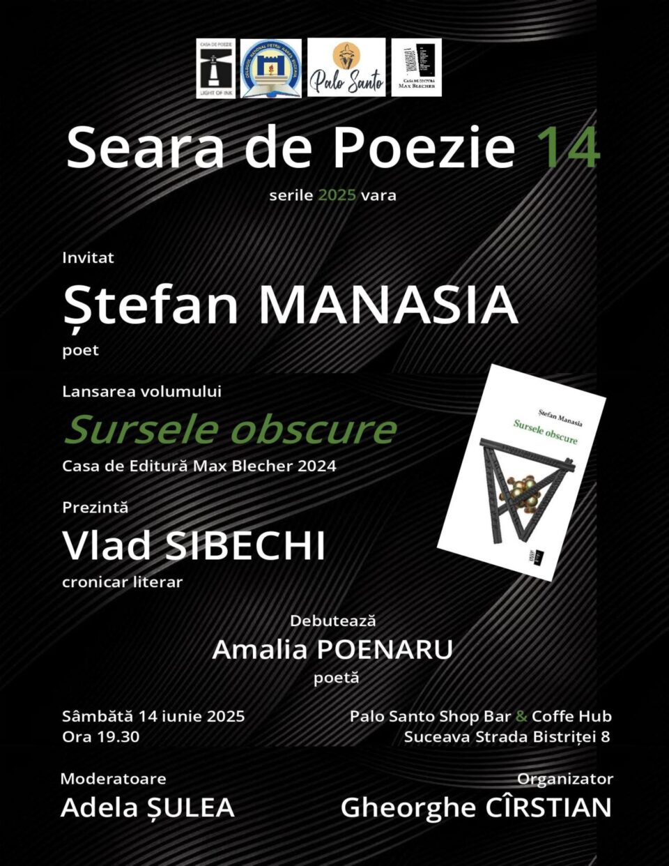 Poetul Ștefan Manasia, invitat la Suceava, la Seara de Poezie 14