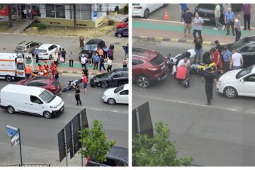 Motociclist rănit după ce a fost lovit de o mașină care ieșea dintr-o parcare