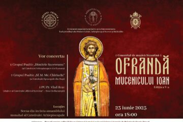 Concertul de muzică bizantină „Ofrandă Mucenicului Ioan”, luni, în curtea Catedralei Arhiepiscopale