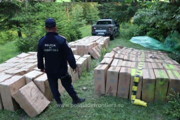 Țigări în valoare de peste 1,7 milioane de lei, ascunse de contrabandiști în pădure și descoperite de polițiștii de frontieră