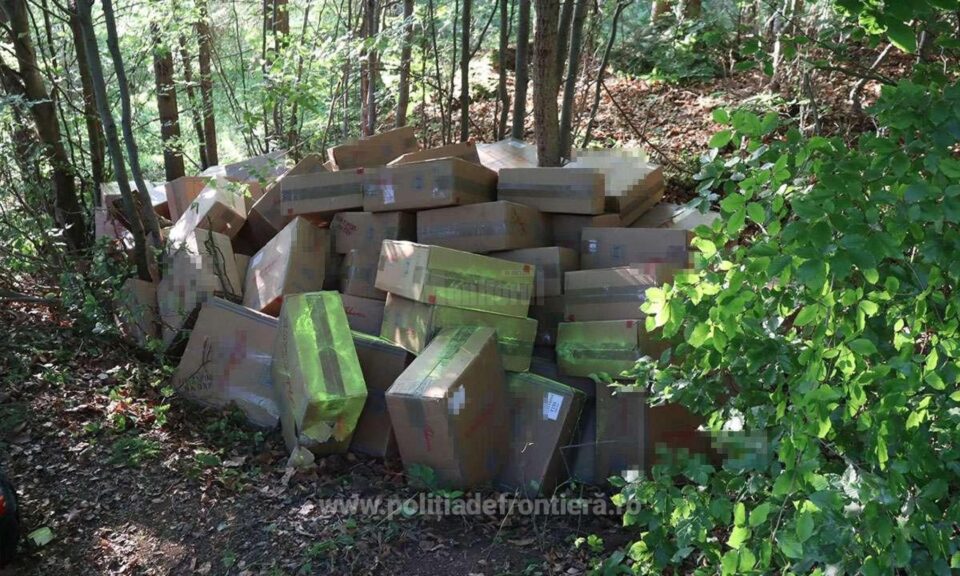 Țigări în valoare de peste 1,7 milioane de lei, ascunse de contrabandiști în pădure și descoperite de polițiștii de frontieră