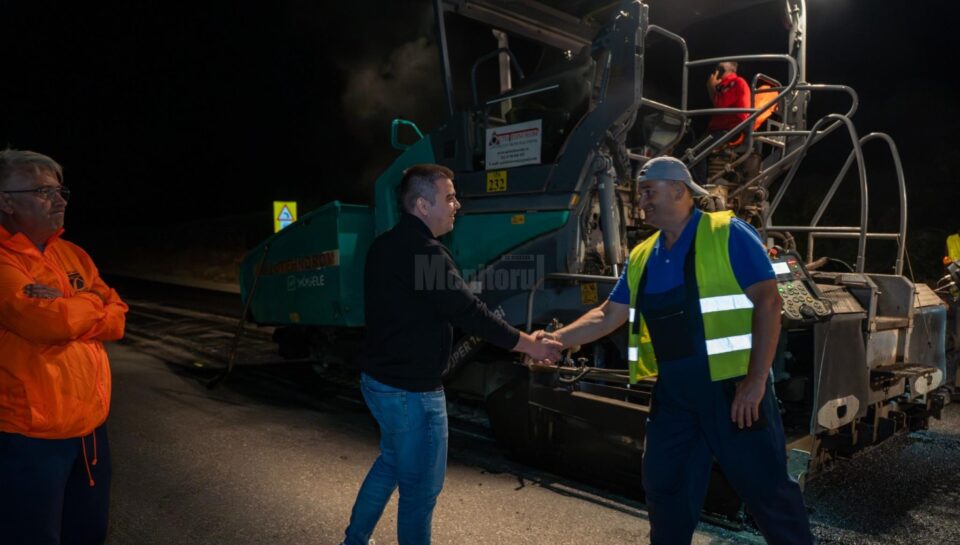Gheorghe Șoldan a fost pe teren pentru a verifica stadiul lucrărilor de asfaltare a variantei ocolitoare a municipiului Suceava