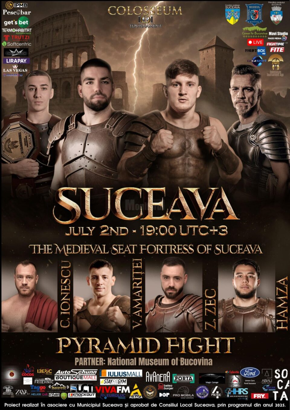 Gala Colosseum Tournament 46 va avea loc miercuri, 2 iulie, în Cetatea Sucevei