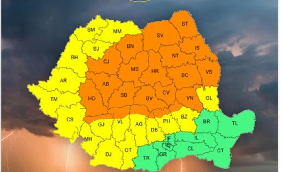 Județul Suceava, sub Cod Portocaliu de vijelii, astăzi, între orele 12.00-19.00