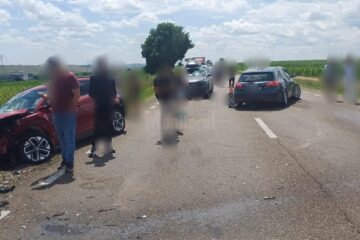 Accident pe E 85, cu trei mașini implicate și trei răniți