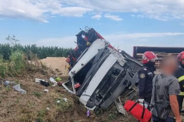 Accidentul s-a produs luni după-amiază, pe E85, în zona localității Iacobești