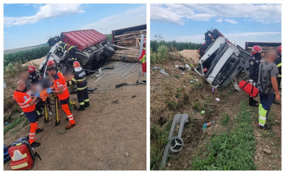 Accidentul s-a produs luni după-amiază, pe E85, în zona localității Iacobești