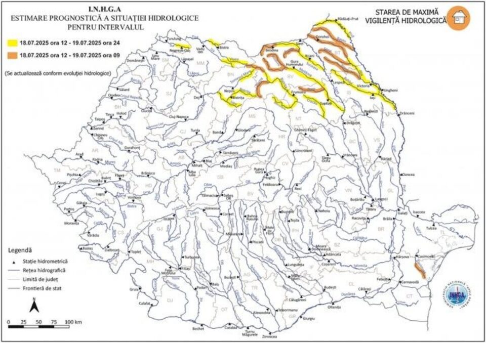 Avertizare hidrologică pentru județul Suceava