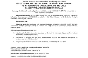 Digitalizarea activității societății COZONAC BUJOR SRL  prin achiziția de active corporale și necorporale
