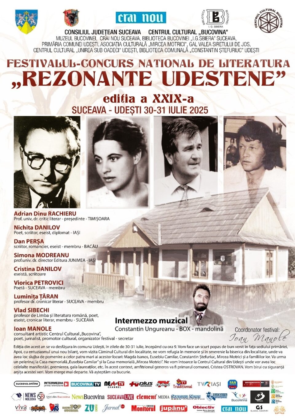 Festivalul-concurs de literatură „Rezonanțe Udeștene”, la finalul lunii, la Udești